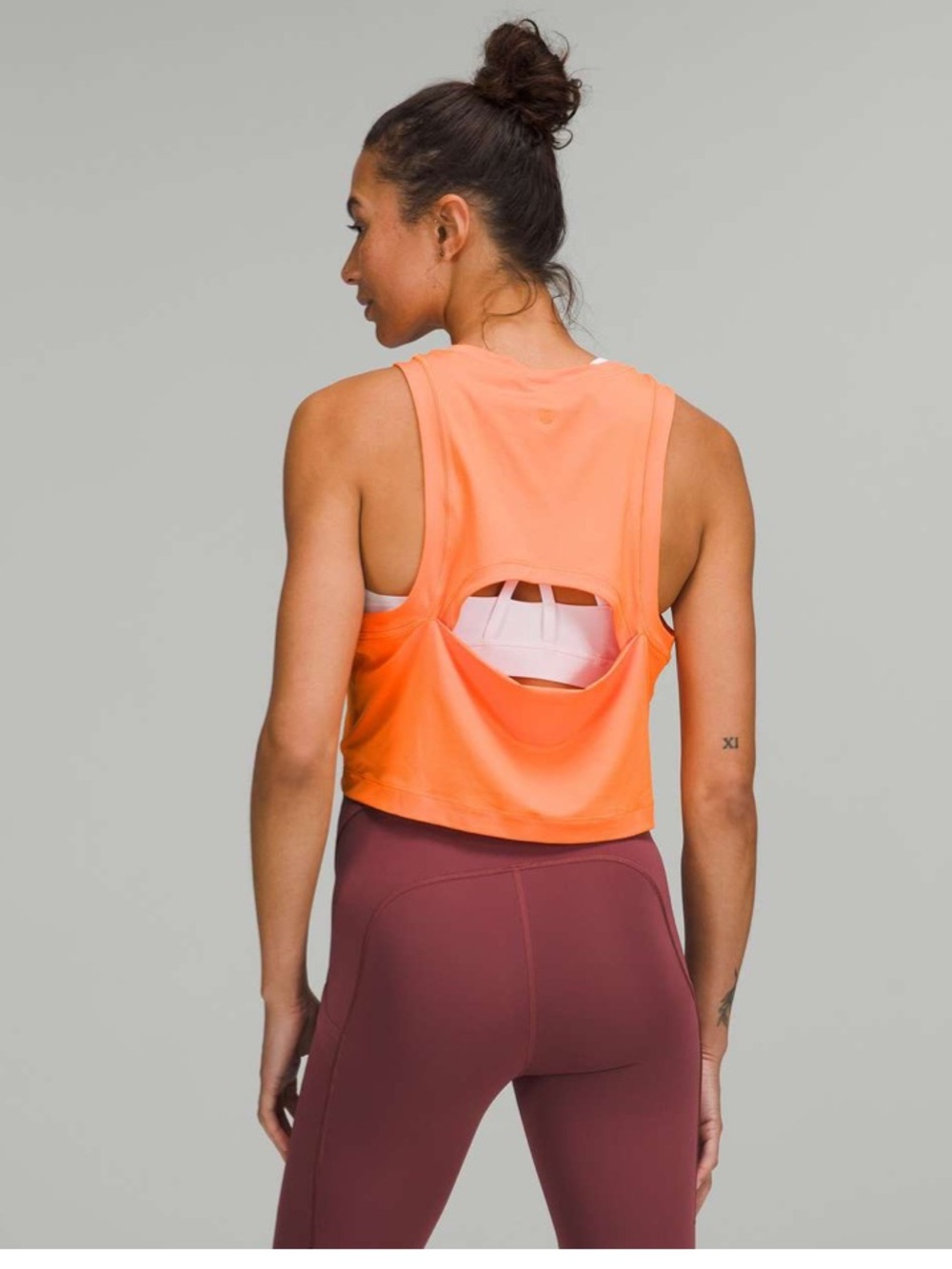 Lululemon Open-Back Cropped Tank Top in Orange Soda